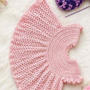 Crochet Baby Dress for 0 to 3 Months in Pink Color