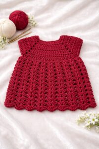 Floral shell pattern crochet baby dress for newborns