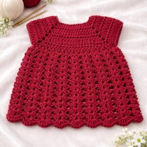 Floral shell pattern crochet baby dress for newborns
