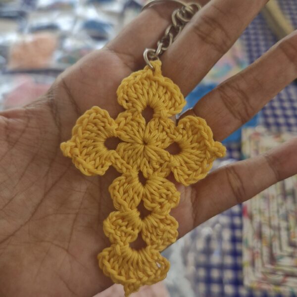2026/10/1000622017-scaled.jpg Handmade crochet cross keychain in pastel colours