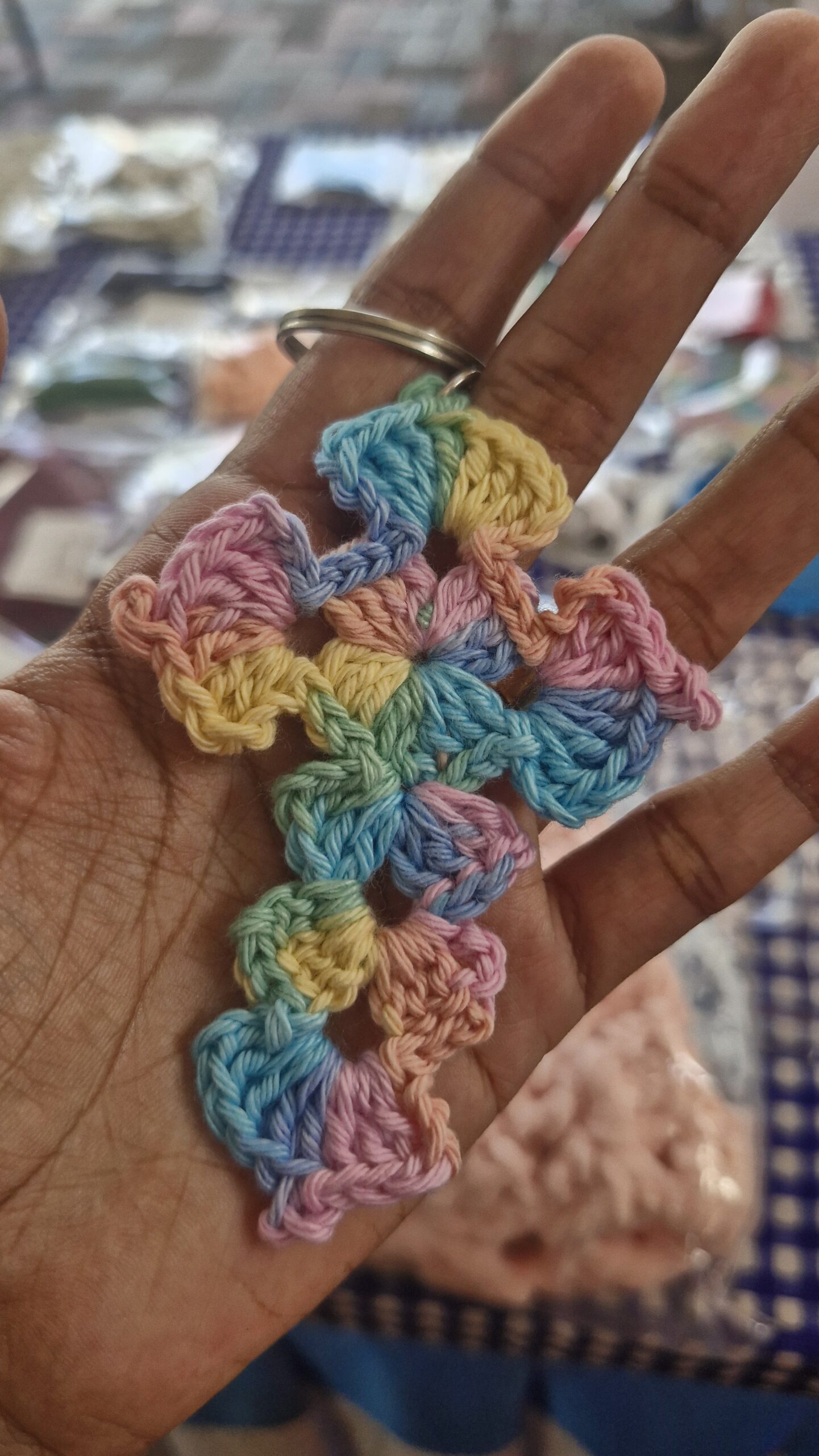 Handmade Crochet Cross Keychain - Image 4