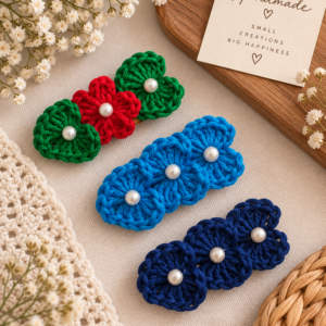 Handmade Crochet Flower Hair Clips